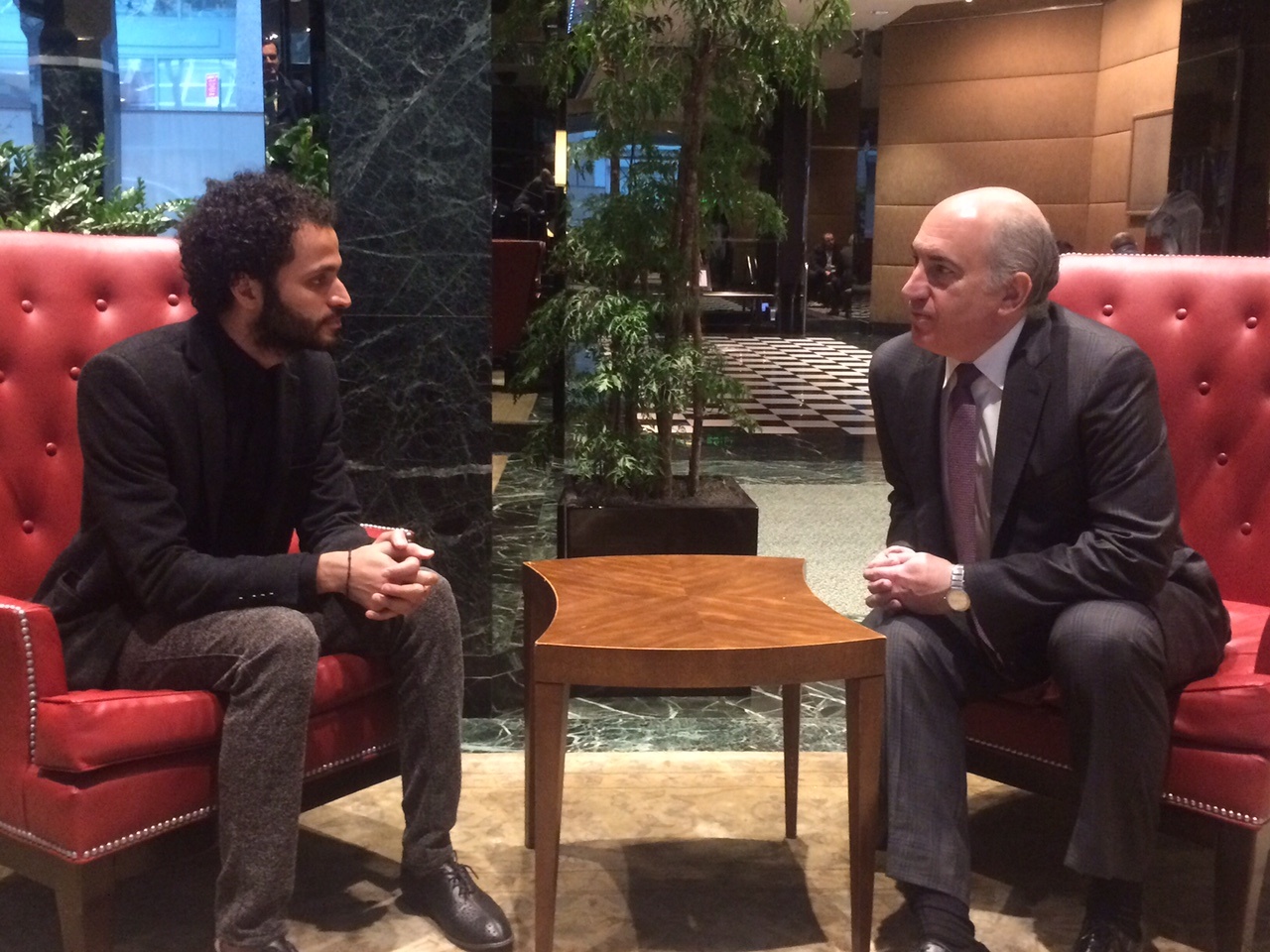 Cosmo meets with Iraqi filmmaker Yasir Kareem prior to speech at UN